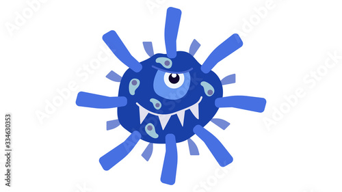 Illustration vector graphic of Cute character of germ, bacteria and virus. Microbe, Pathogen, Virus icon. Vector cartoon illustration of a virus. cute cartoon germ in flat style design.