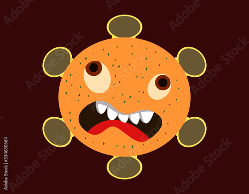 Illustration vector graphic of Cute character of germ, bacteria and virus. Microbe, Pathogen, Virus icon. Vector cartoon illustration of a virus. cute cartoon germ in flat style design.