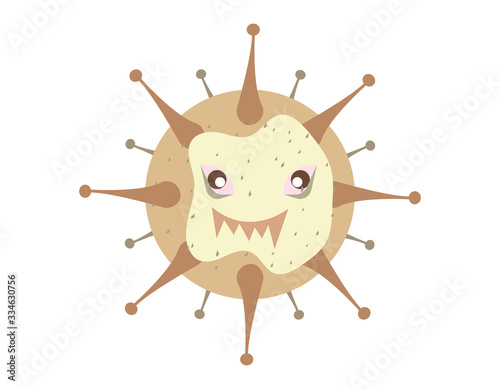 Illustration vector graphic of Cute character of germ, bacteria and virus. Microbe, Pathogen, Virus icon. Vector cartoon illustration of a virus. cute cartoon germ in flat style design.