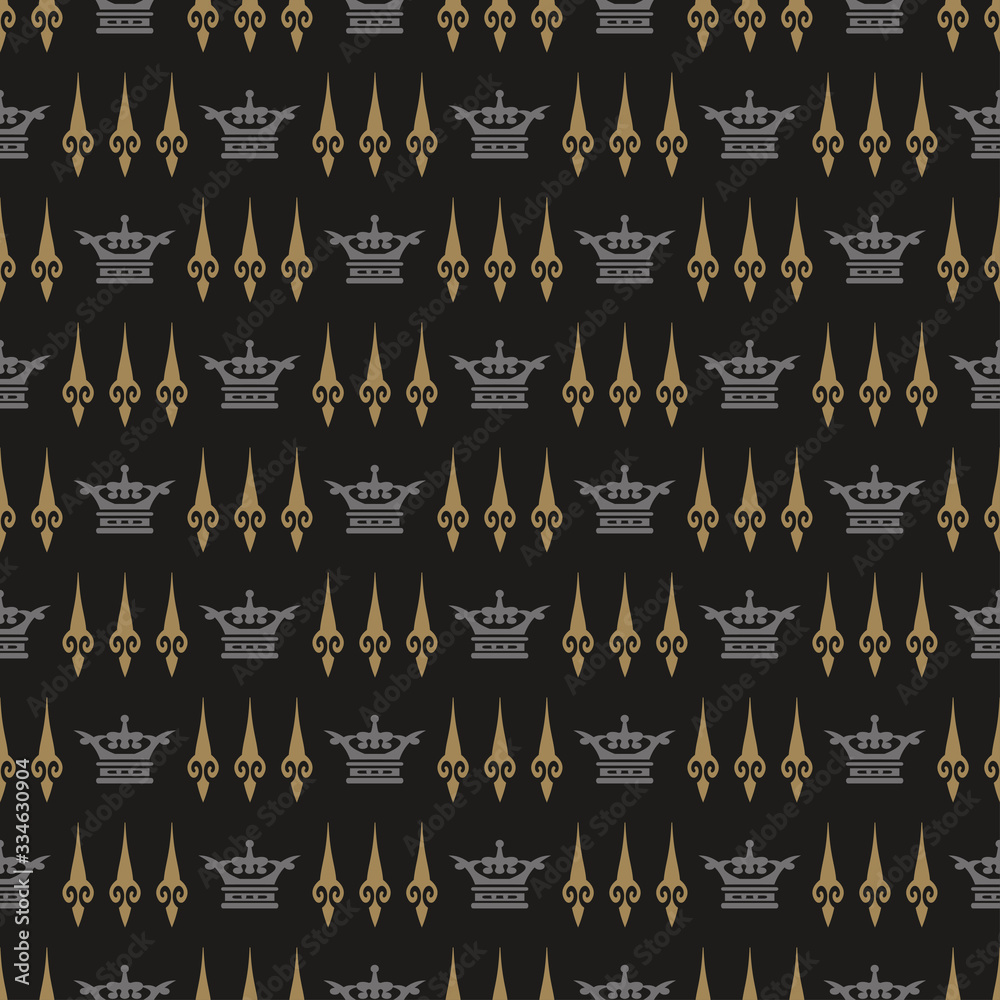Dark background seamless pattern in Royal style. Textile design texture. Vector art.