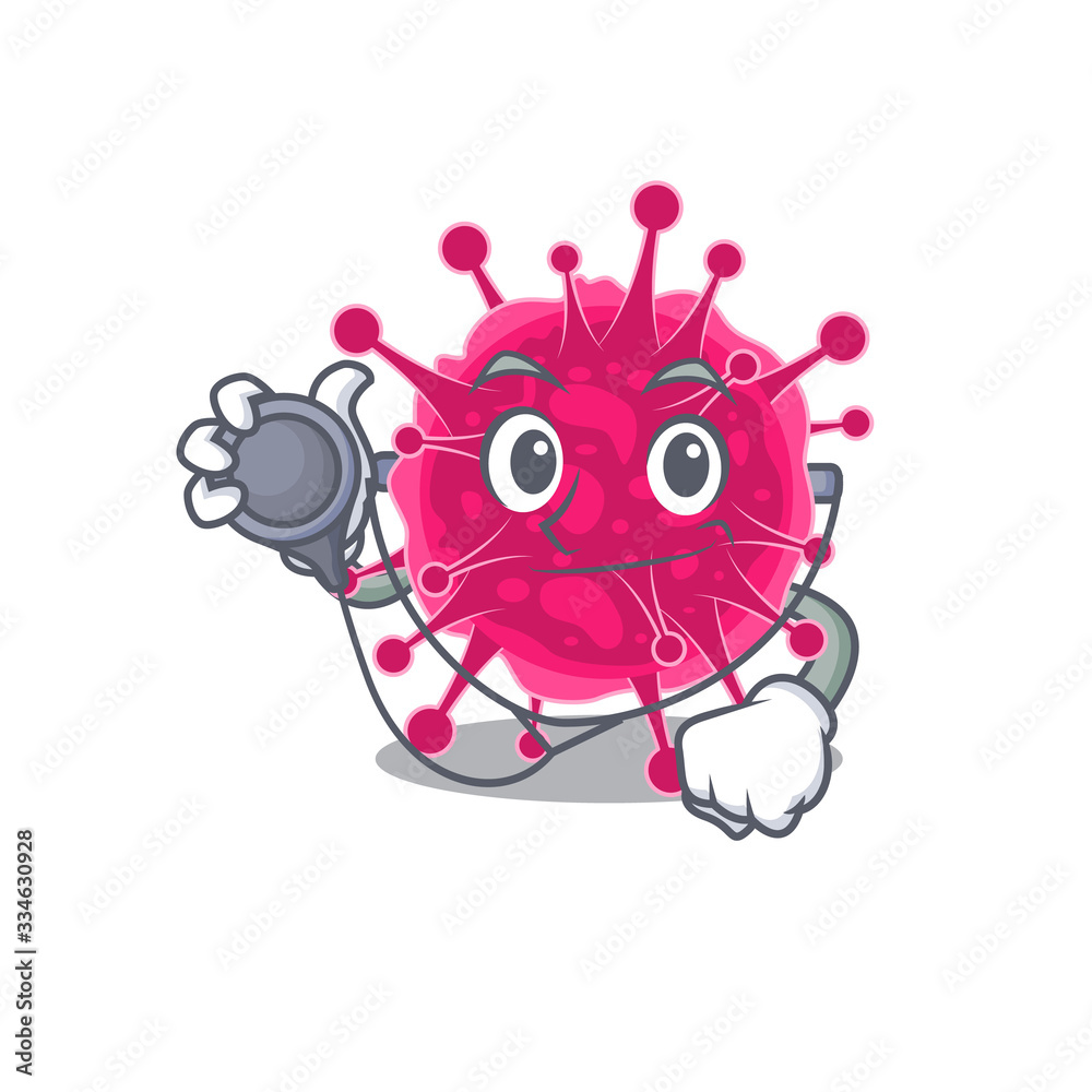 Picornaviridae in doctor cartoon character with tools