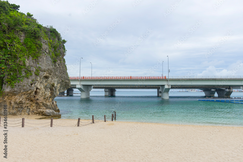 View of Naminoue beach in Naha, Okinawa, Japan.