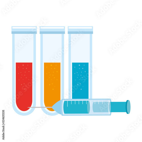 set of tube test with syringe isolated icon vector illustration design