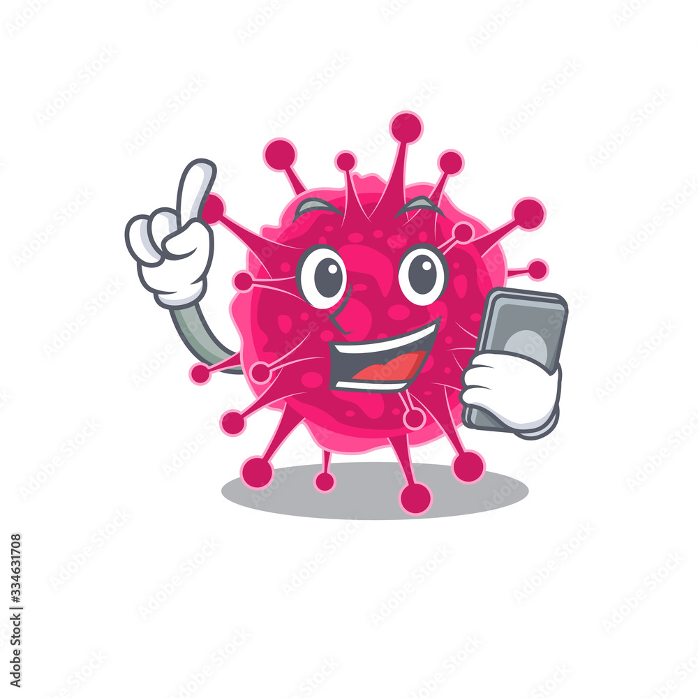 Picornaviridae cartoon in character speaking on phone