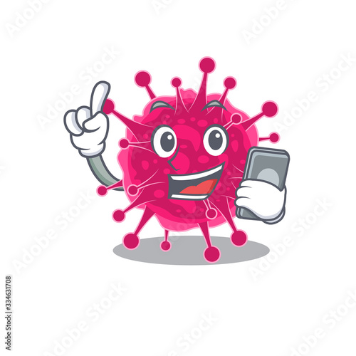 Picornaviridae cartoon in character speaking on phone