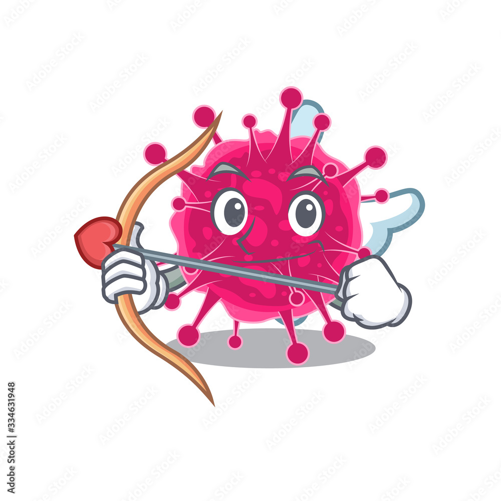 Picornaviridae in cupid cartoon character with arrow and wings