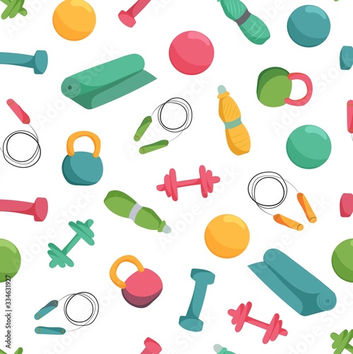 Fitness seamless pattern. Vector sport illustration.