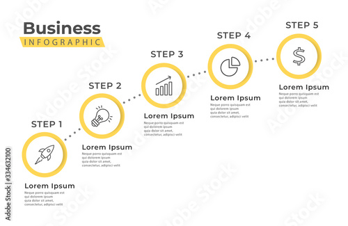 Infographic Timeline Ladder Yellow 5 Steps