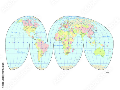 世界地図 グード図法 - 国ごとにバラバラになります | World Map - Goode projection