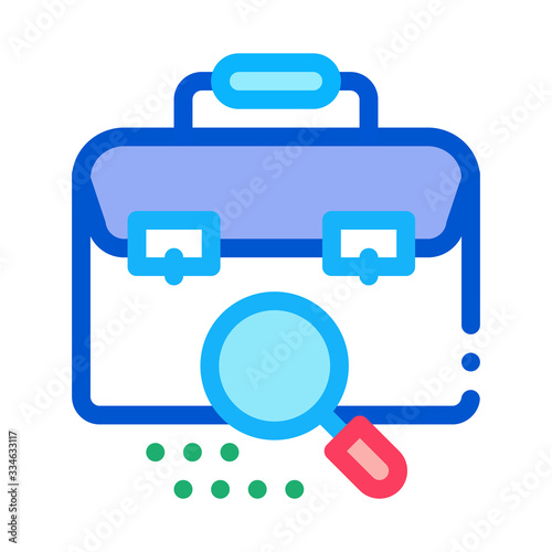 briefcase bag check icon vector. briefcase bag check sign. color symbol illustration
