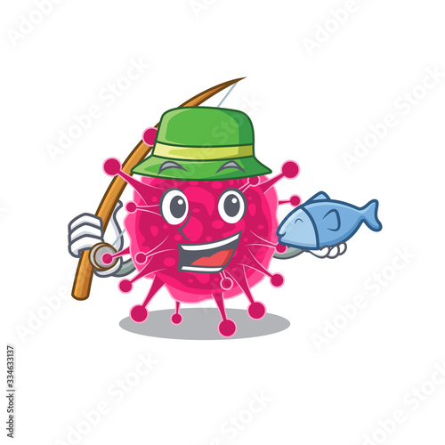 Cartoon design concept of picornaviridae while fishing