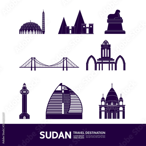 Sudan travel destination grand vector illustration. 