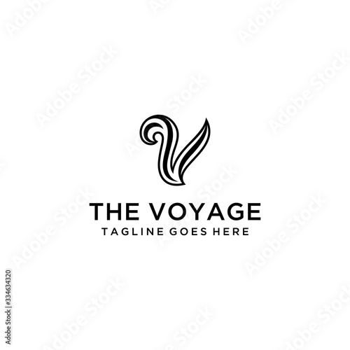  Creative Illustration modern V sign luxury logo design template