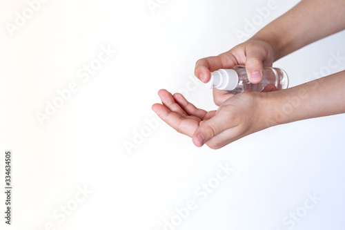 antiseptic treated children's hands