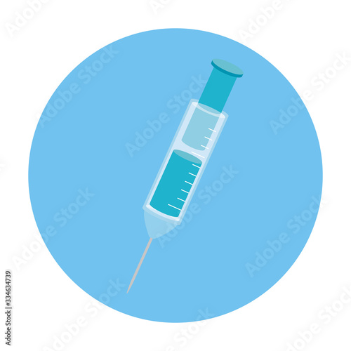 injection syringe in frame circular isolated icon vector illustration design