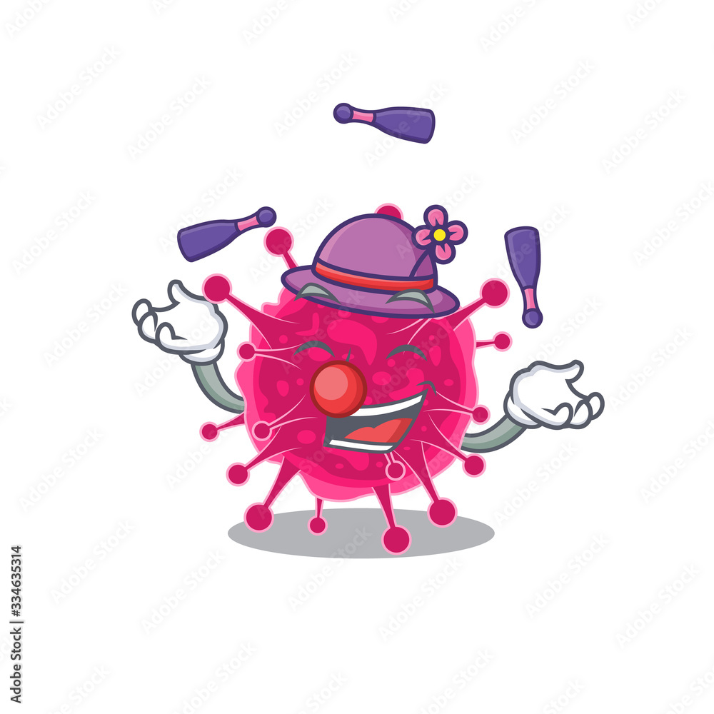 An attractive picornaviridae cartoon design style playing juggling An attractive picornaviridae cartoon design style playing juggling