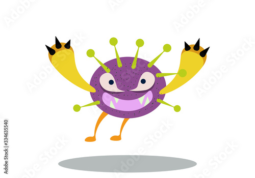 Illustration vector graphic of cute bacteria character running. Vector cartoon illustration of a virus  bacteria. Cartoon microbes. Simple vector illustration EPS10 isolated on white background.