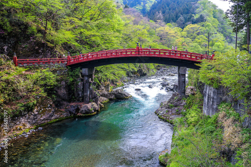 Red bridge in Japan.
