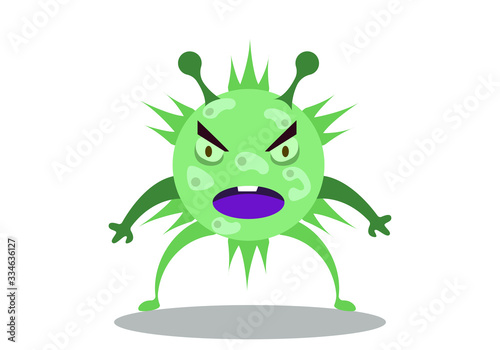 Illustration vector graphic of cute bacteria character running. Vector cartoon illustration of a virus, bacteria. Cartoon microbes. Simple vector illustration EPS10 isolated on white background.