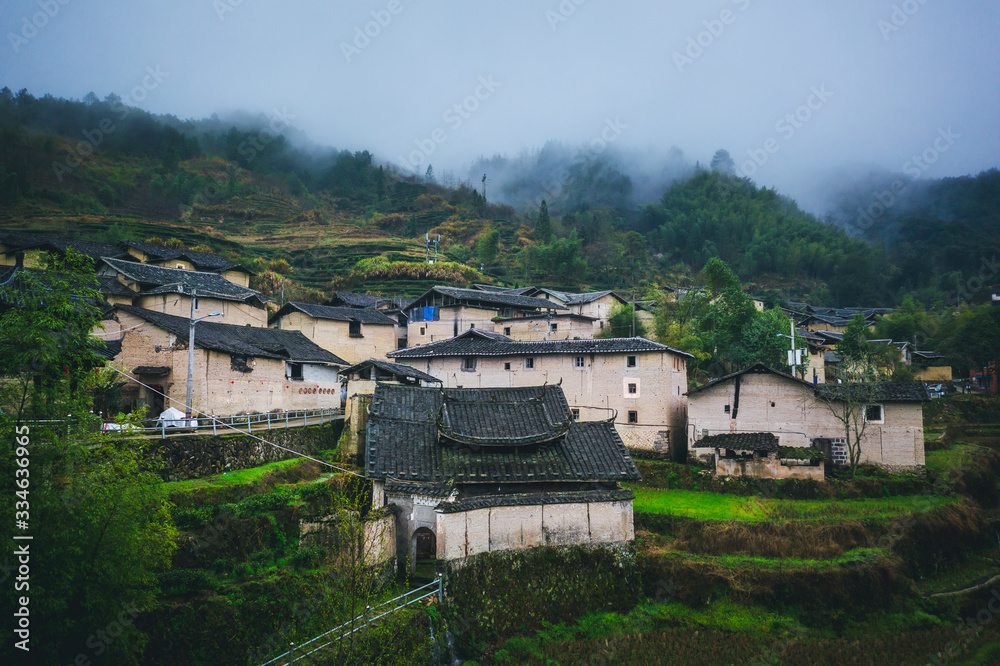 panorama view of Chinese ancient historic village in Zhejiang province
