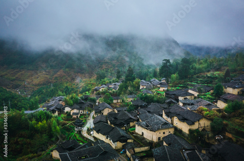panorama view of Chinese ancient historic village in Zhejiang province