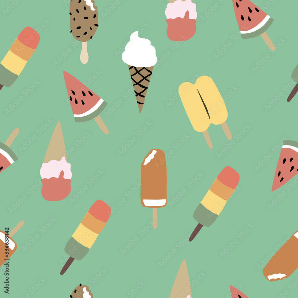 Seamless colorful Popsicle pattern. Fun summer pattern. Seamless colorful Popsicle pattern. Fun summer pattern.