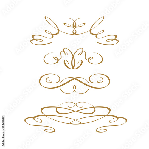 Vector calligraphy flourish elements set on a white background