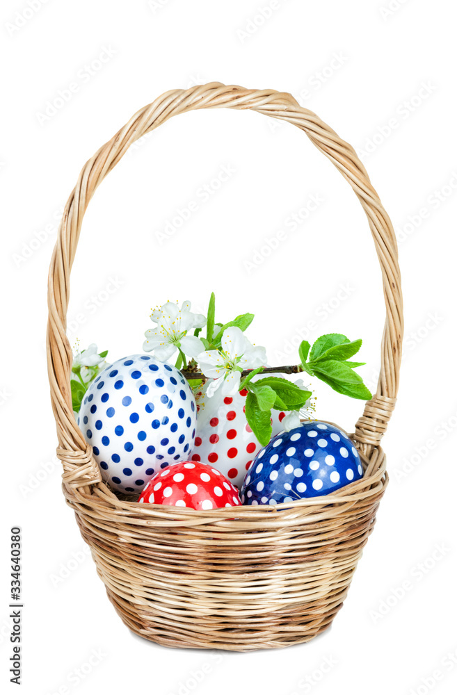Easter eggs  in a wicker basket