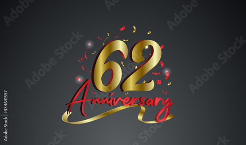 Anniversary celebration background. with the 62nd number in gold and with the words golden anniversary celebration.