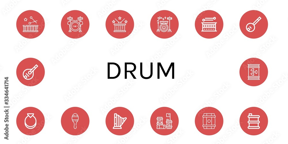 drum simple icons set drum simple icons set