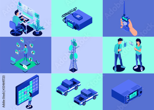 Isometric Vector Illustration Representing Matters Related to Amateur Radio Transmissions photo