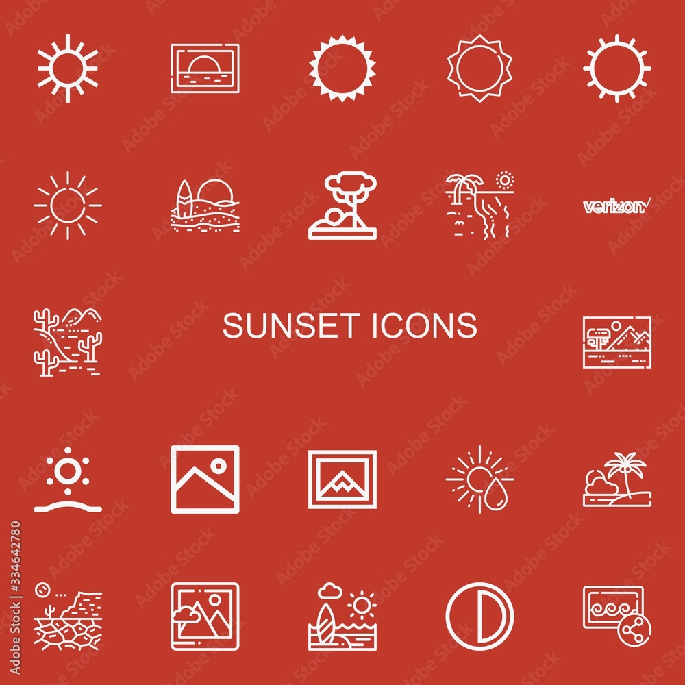 Editable 22 sunset icons for web and mobile
