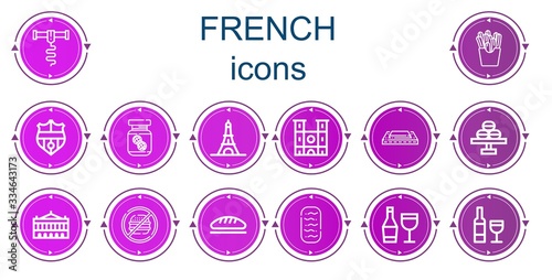 Editable 14 french icons for web and mobile