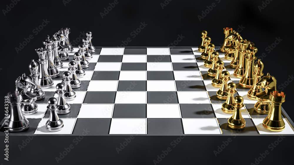 3d rendering. chess board game for Leadership Concepts.