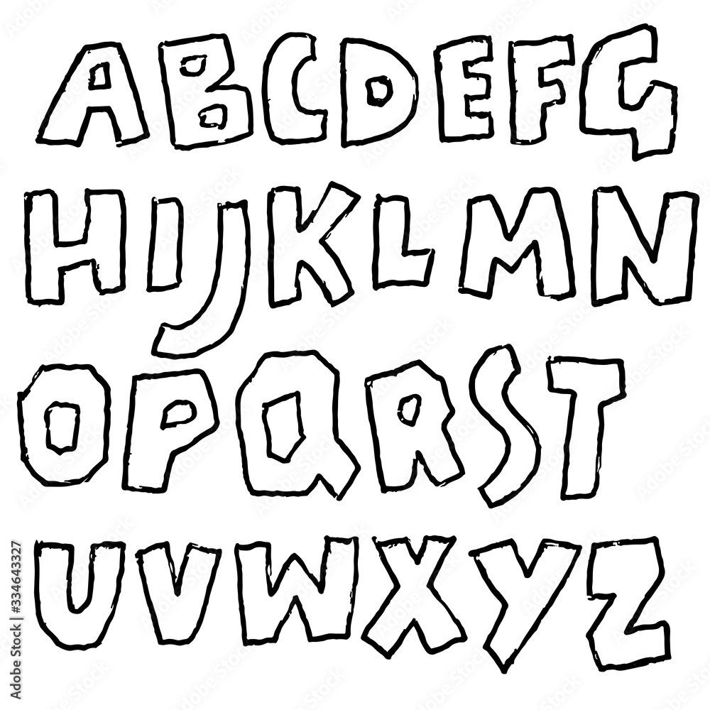 Handdrawn pen contours bold font. Modern grunge lettering. Vector illustration. Handdrawn pen contours bold font. Modern grunge lettering. Vector illustration.