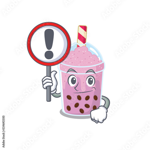 An icon of taro bubble tea cartoon design style with a sign board