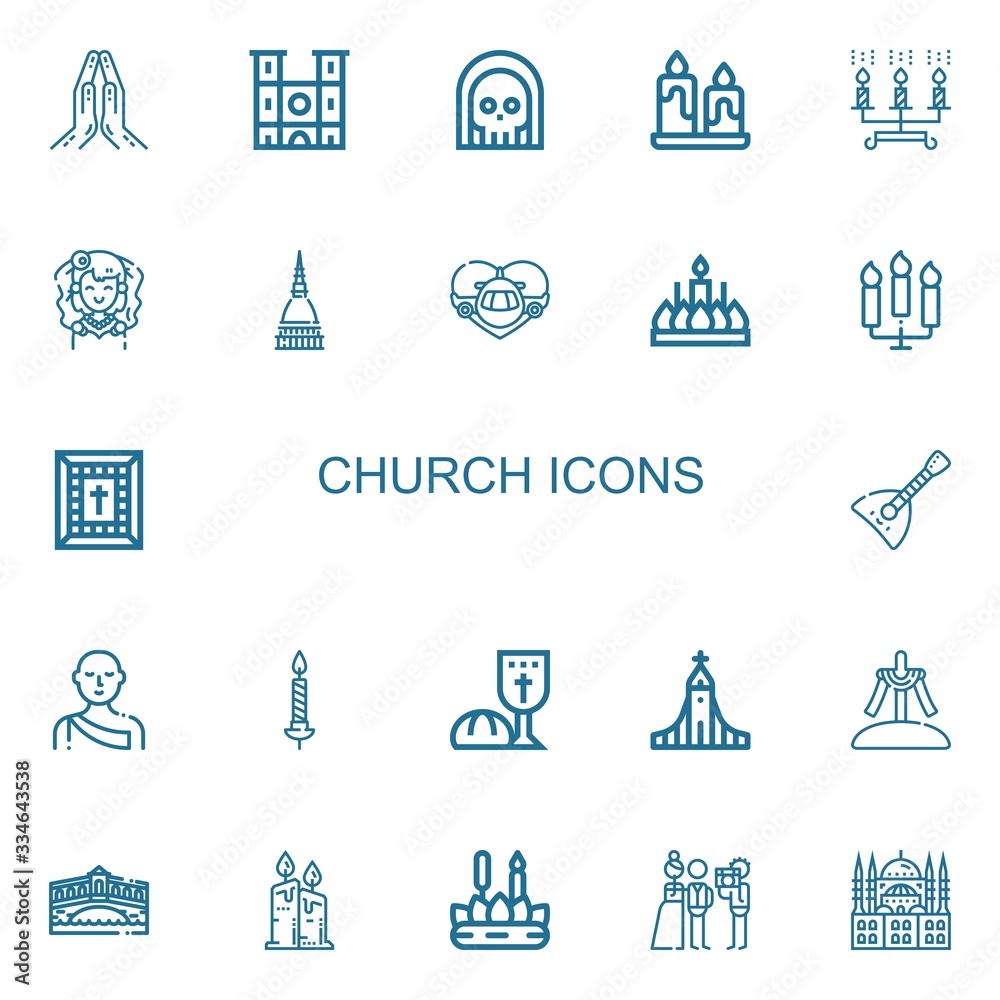 Editable 22 church icons for web and mobile