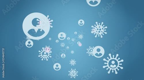 Animation Of Virus Spreading Among Human Population Subjects Coming From The Background To The Viewer Suggesting The Continuous Danger Presence Or Possibility Of Infection For Low Immunity Subjects