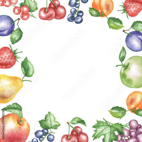 Fototapeta Naklejka Na Ścianę i Meble -  Square frame fruits and berries
