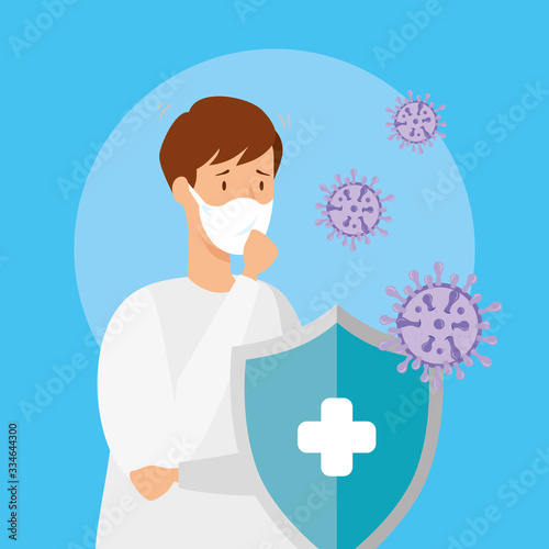 man sick of coronavirus 2019 ncov vector illustration design