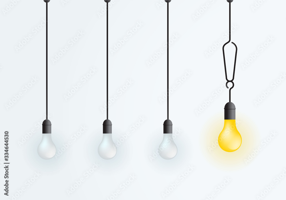 Naklejka premium Lamp set sign exclamations lightbulb yellow