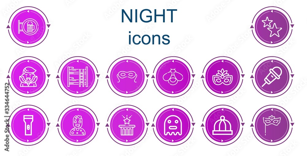 Editable 14 night icons for web and mobile Editable 14 night icons for web and mobile