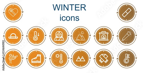 Editable 14 winter icons for web and mobile