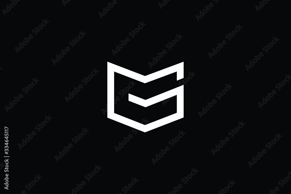 Minimal elegant monogram art logo. Outstanding professional trendy awesome artistic MG GM CS SC initial based Alphabet icon logo. Premium Business logo White color on black background - obrazy, fototapety, plakaty 