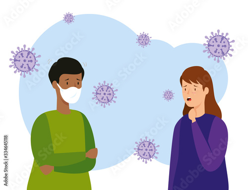 couple sick of coronavirus 2019 ncov vector illustration design