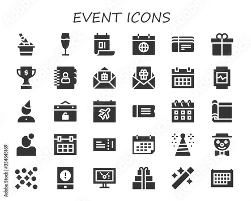 Modern Simple Set of event Vector filled Icons