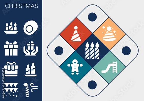 Modern Simple Set of christmas Vector filled Icons