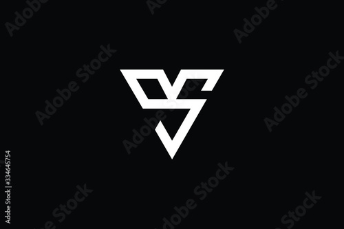 Minimal elegant monogram art logo. Outstanding professional trendy awesome artistic MS SM MV VM initial based Alphabet icon logo. Premium Business logo White color on black background photo