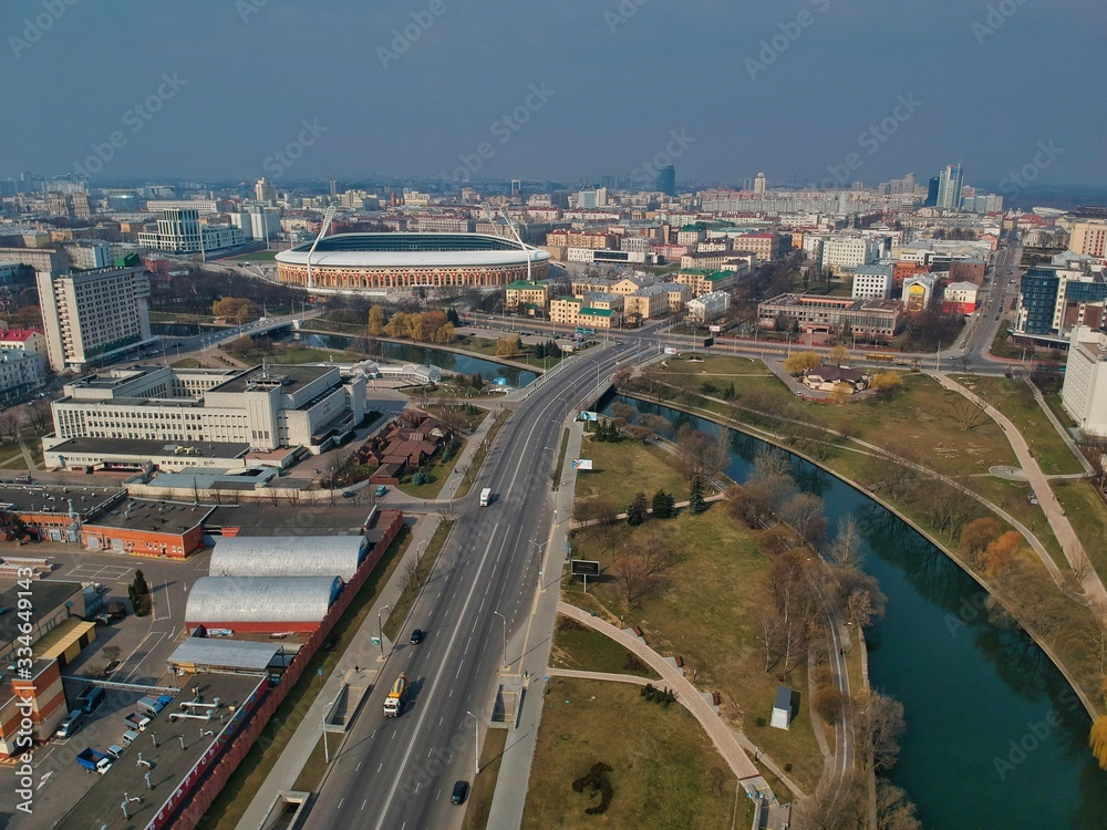 Fototapeta premium Aerial view of Minsk, Belarus