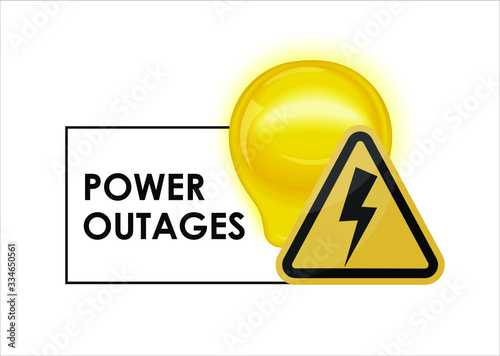 Power outage with beautiful triangular electricity icon in yellow and black